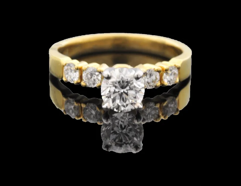 Solitaire Engagement Yellow Gold Diamond Ring 18 Karat