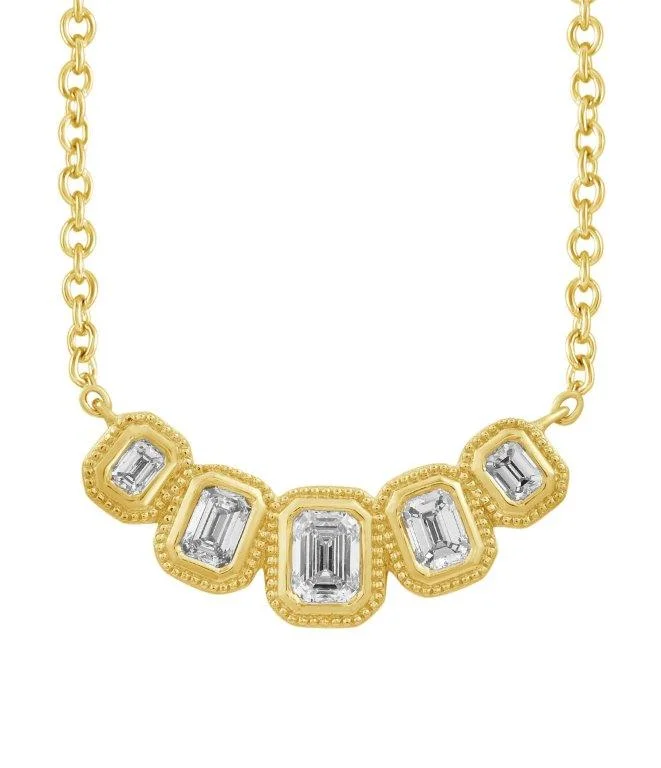 Stellar Emerald Cut Diamond Bib Necklace