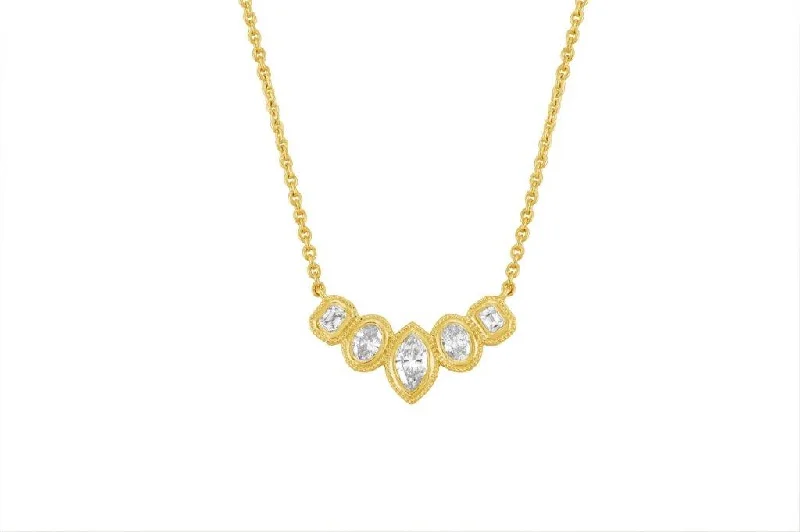 Stellar Marquise, Oval and Emerald Cut Diamond Bib Necklace