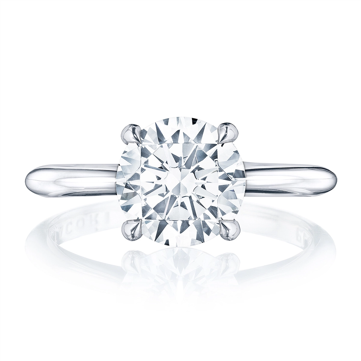 Tacori 18K White Gold Founders Round Solitaire Ring, Hidden Diamond Halo