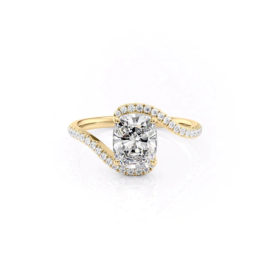 The Pave Skyler Set With A 1.5 Carat Elongated Cushion Lab Diamond