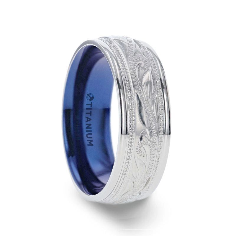 Titanium Band with Blue Plating Inside