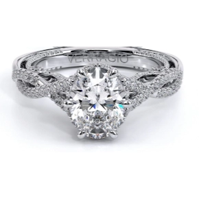 Verragio 14K White Gold Semi Mount Diamond Ring with Hidden Scalloped Oval Halo