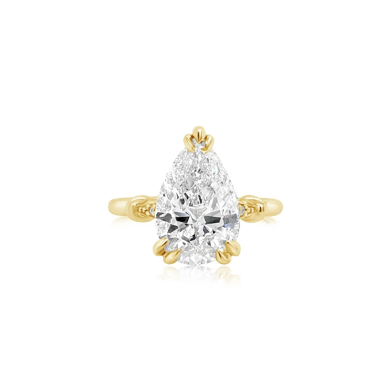 Yellow Gold Pear Shape Diamond Engagement Ring