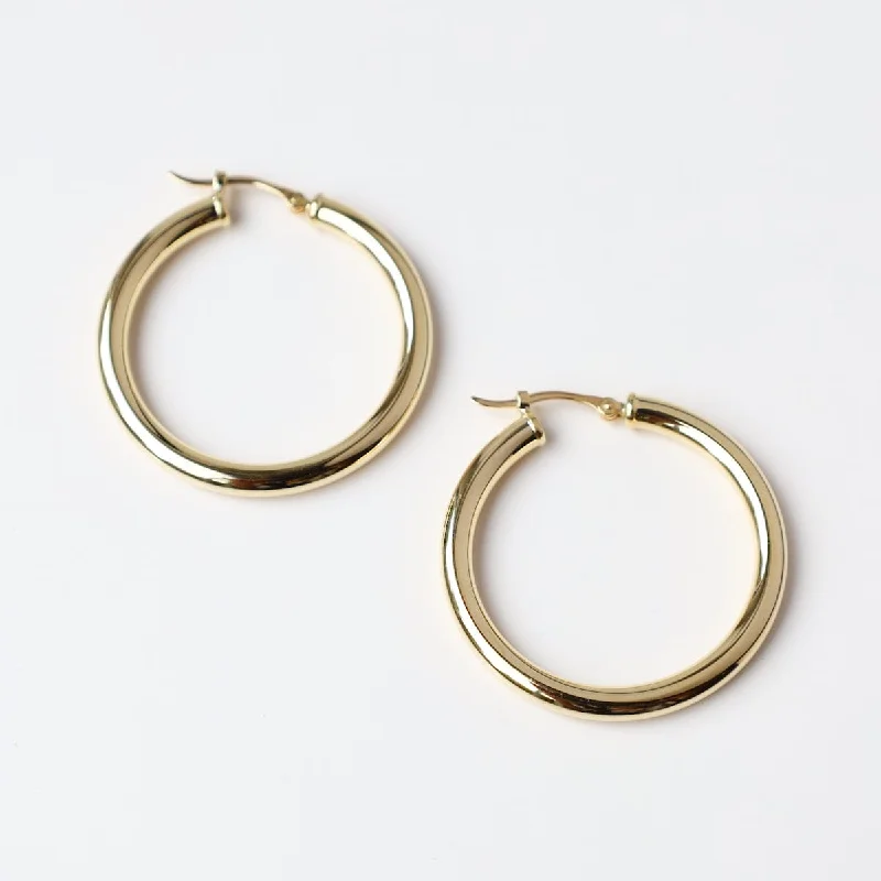 14k Yellow Gold 3x30mm Tube Hoop