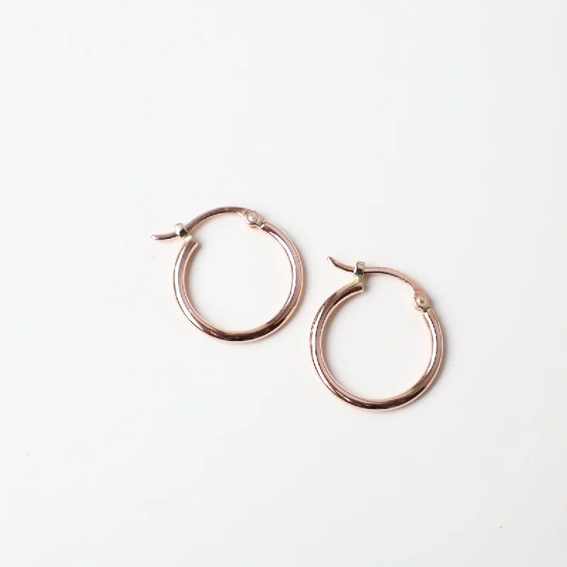 14k Rose Gold 1.5x15mm Tube Hoops