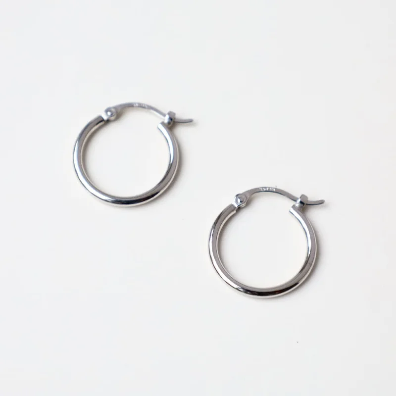 14k White Gold 1.5x15mm Tube Hoop