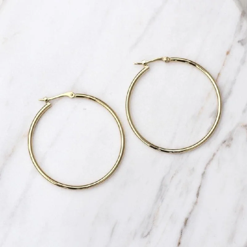 14k Yellow Gold Tube Hoop