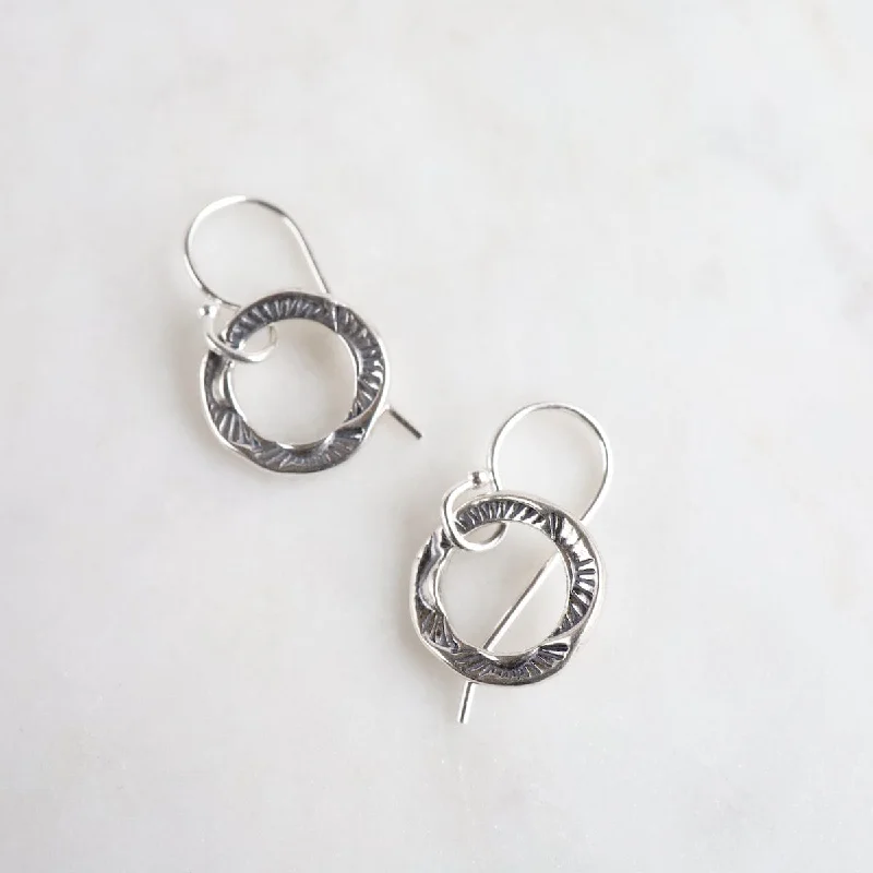 Small Flower Stamped Hoop Earrings