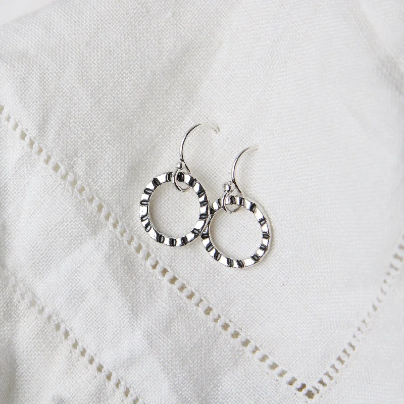 Sterling Silver Radiating Hoop Earrings