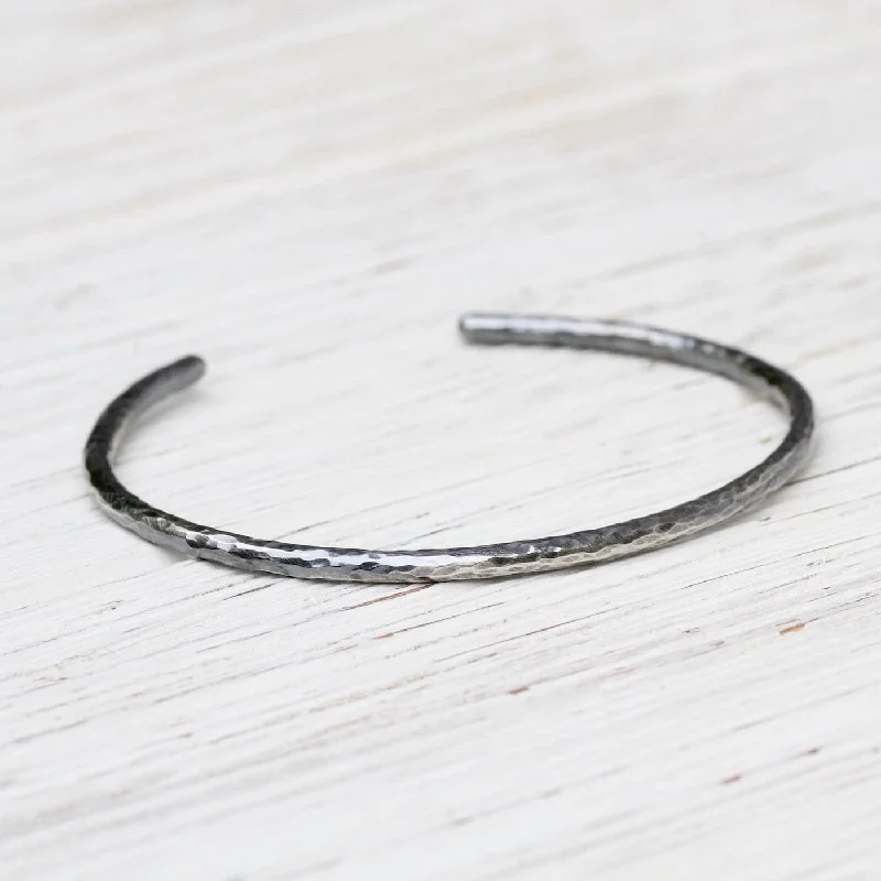 Hammered Oxidized Silver Tee Shirt Cuff