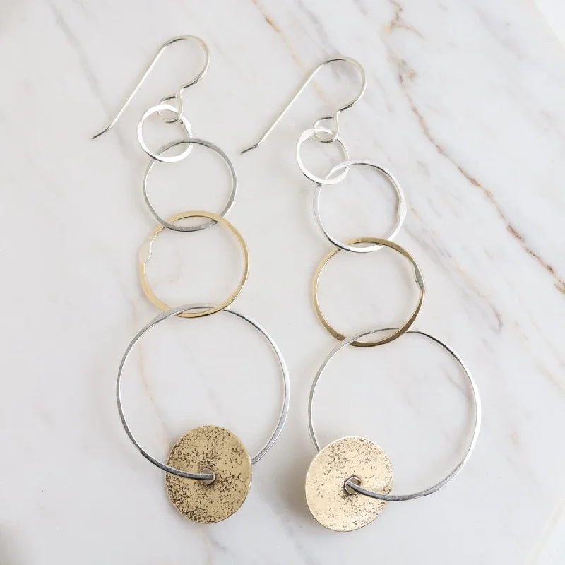 Linky Hoop With Brass Disc Earrings