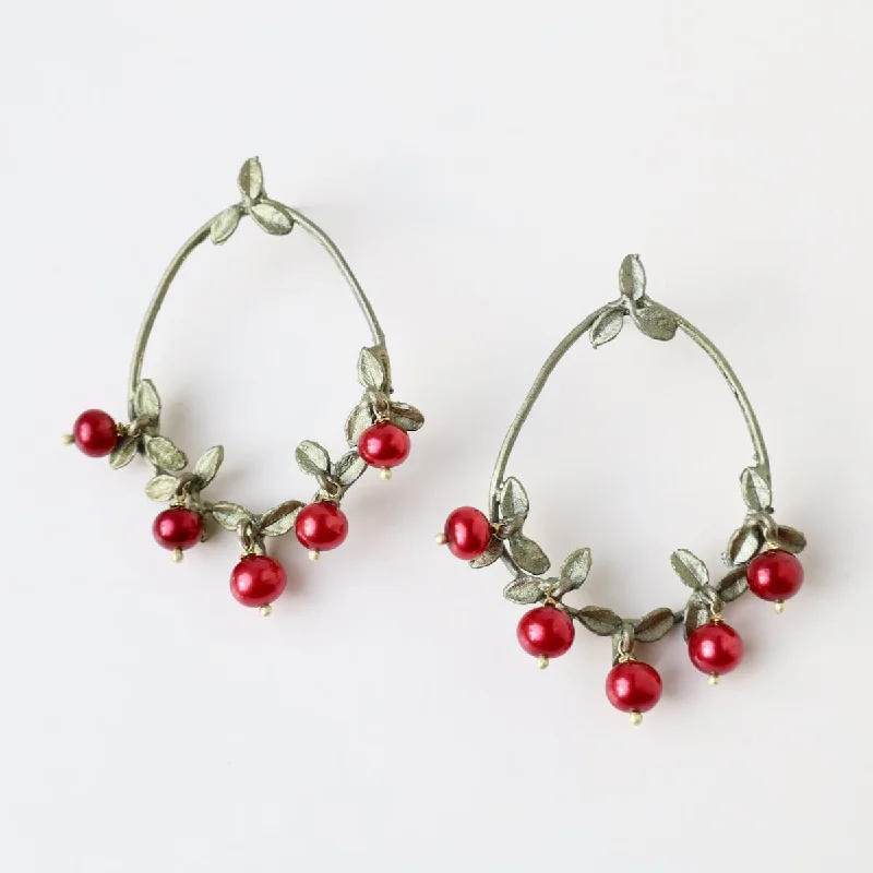 Cranberry Post Hoop Earrings