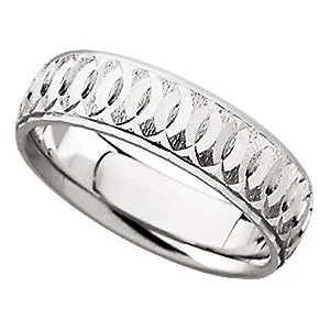 6mm 14k White Gold Circle Pattern Band Size 3