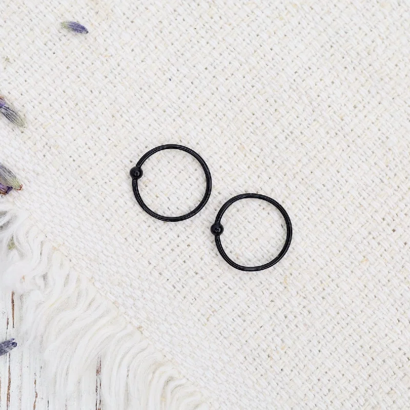 12mm Black Enamel Sleeper Hoops