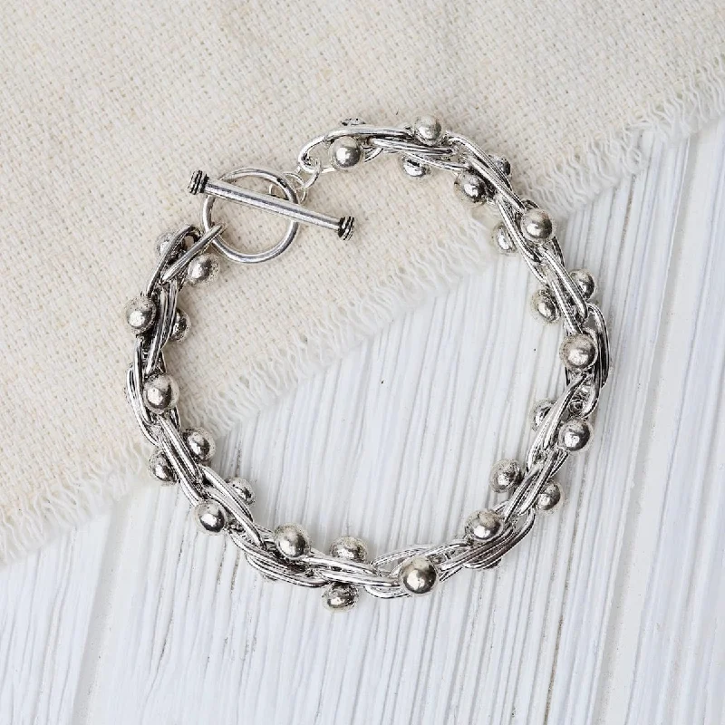 Sterling Silver Barbell Chain Bracelet