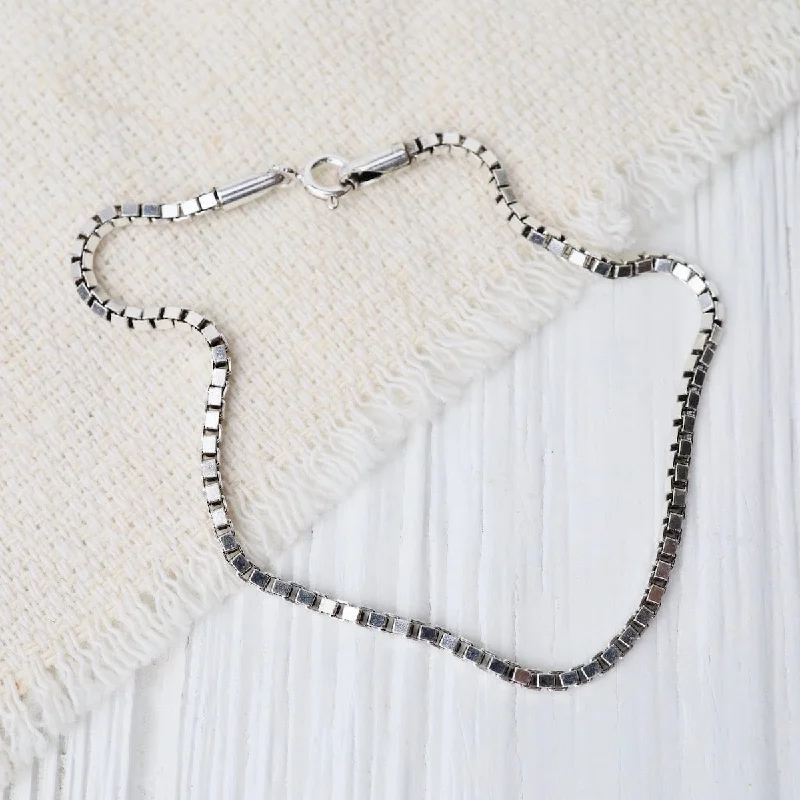 Oxidized Sterling Silver Box Chain Bracelet