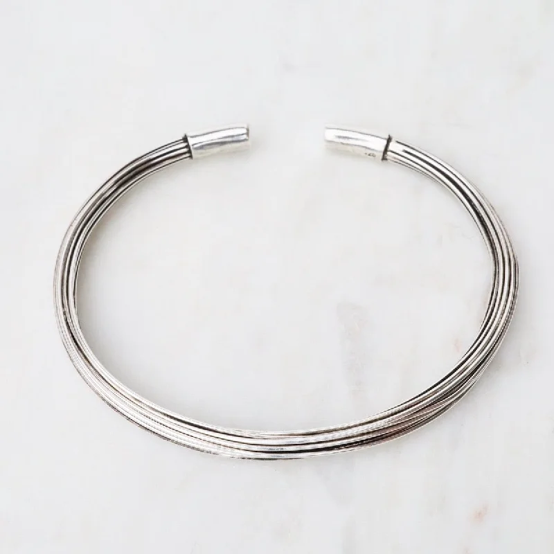 Elephant Hair Inspired Cuff - Oxidized Sterling Silver - 20 Strands