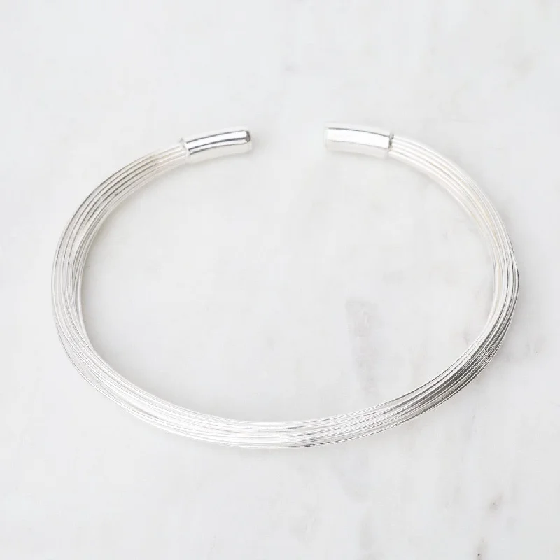 Elephant Hair Inspired Cuff - Shiny Sterling Silver - 20 Strands