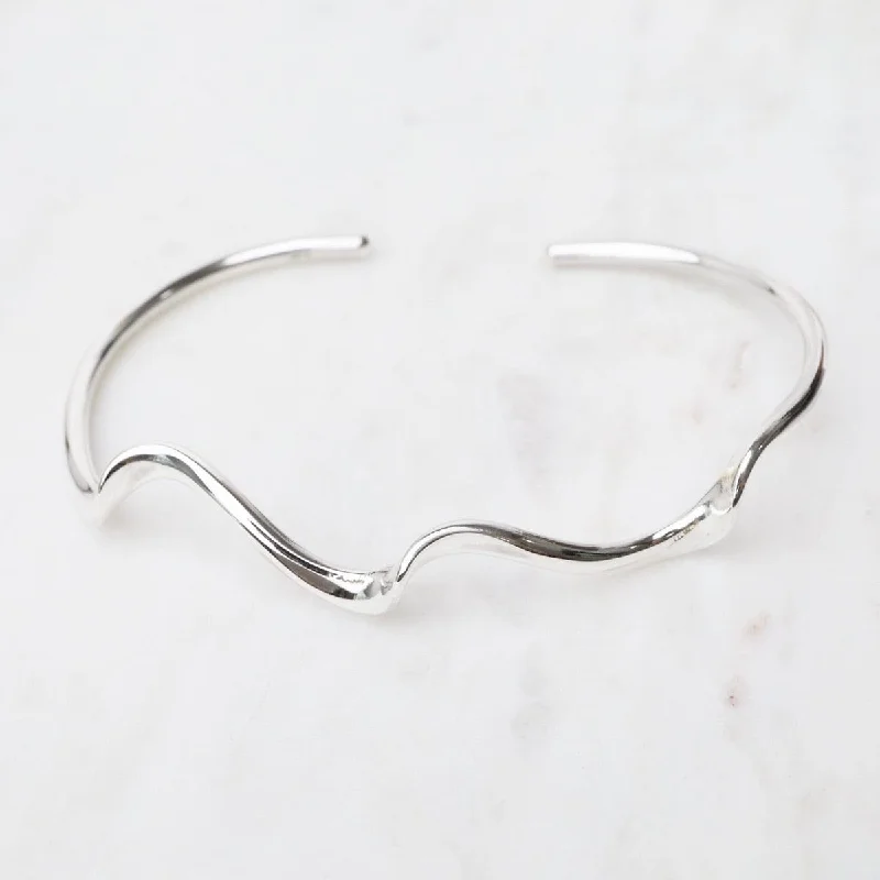 Sterling Silver Cuff with 3 Small Waves