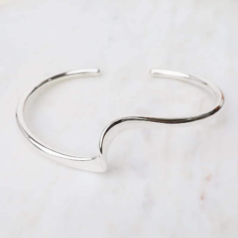 Sterling Silver Cuff with Single Wave