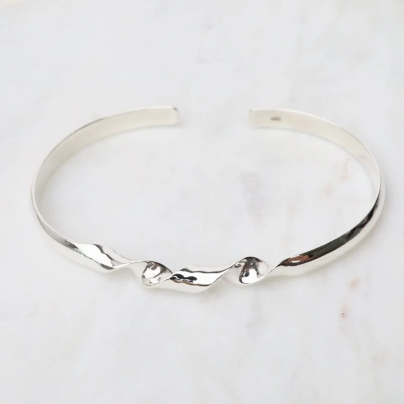 Sterling Silver Cuff with Twisted Ribbon Front