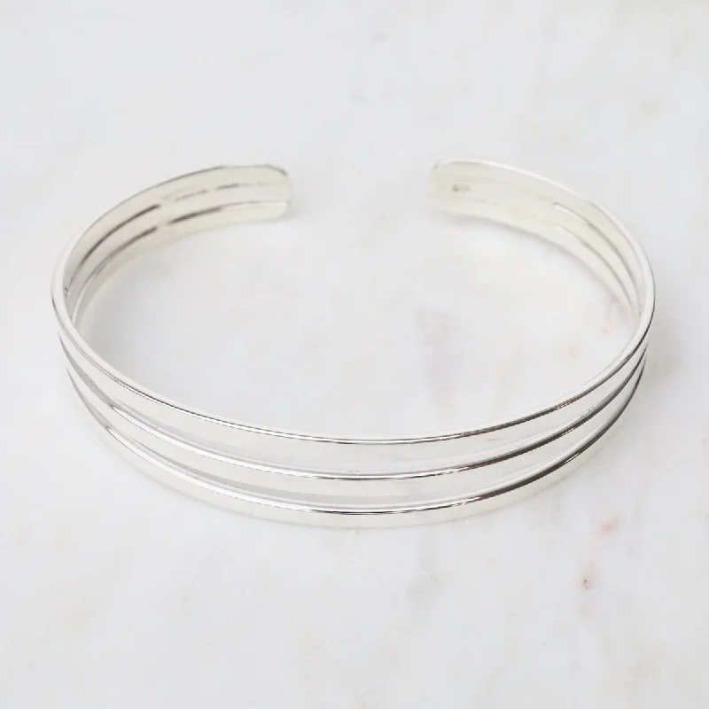 1" Sterling Silver Cuff with 3 Rails