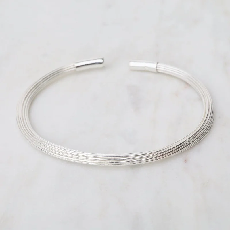 Elephant Hair Inspired Cuff - Shiny Sterling Silver - 15 Lines