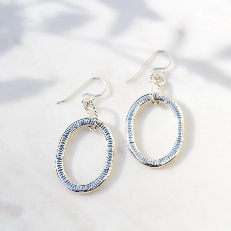 Large Textured Oval Hoop Earrings