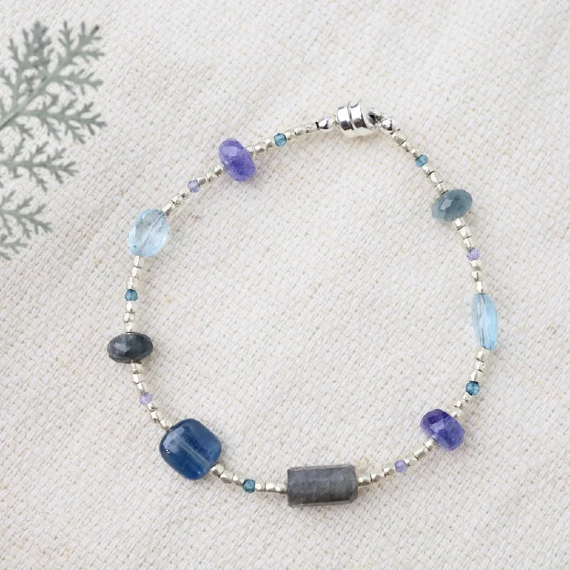 Silver Blue Mix Magnetic Clasp Bracelet