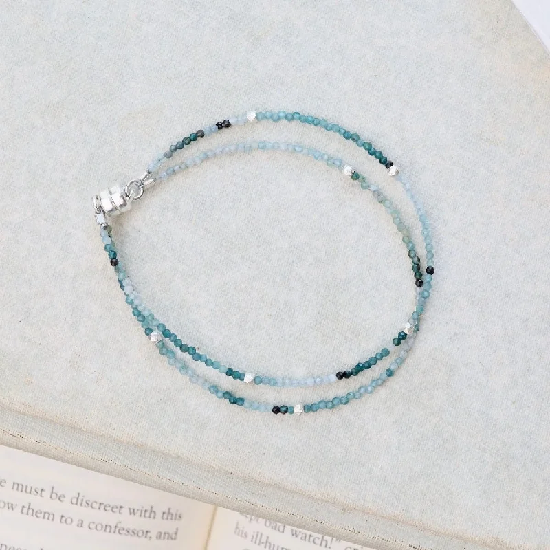 Double Strand Grandidierite, Silver Beads & Magnet Clasp Bracelet