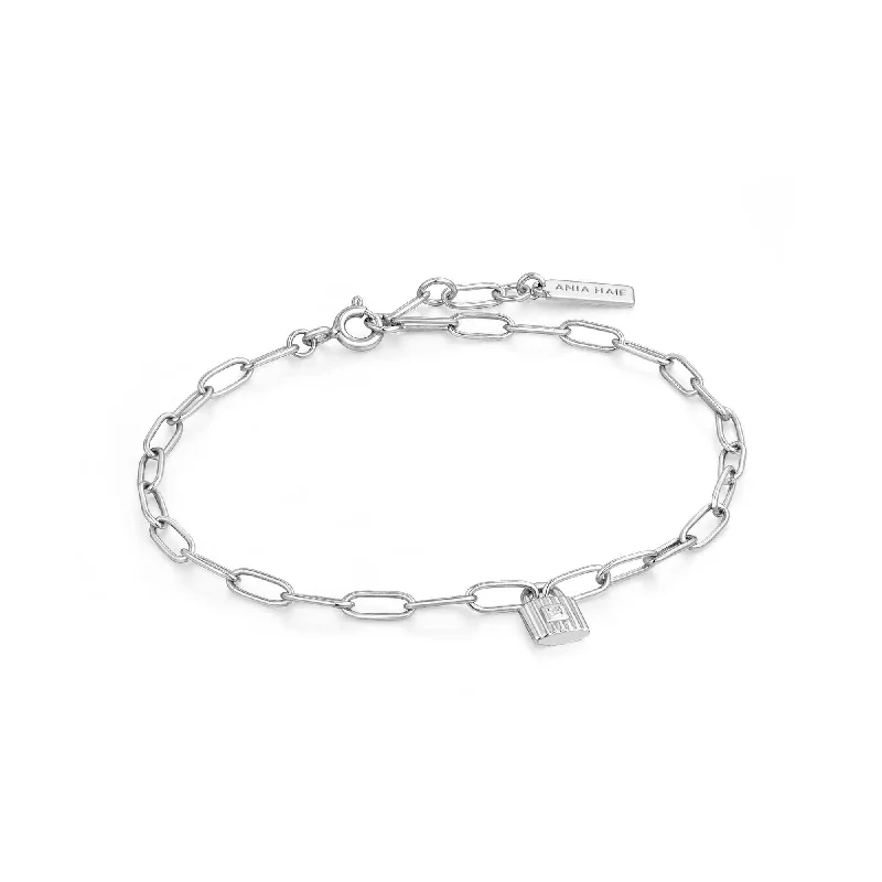 Silver Chunky Chain Padlock Bracelet