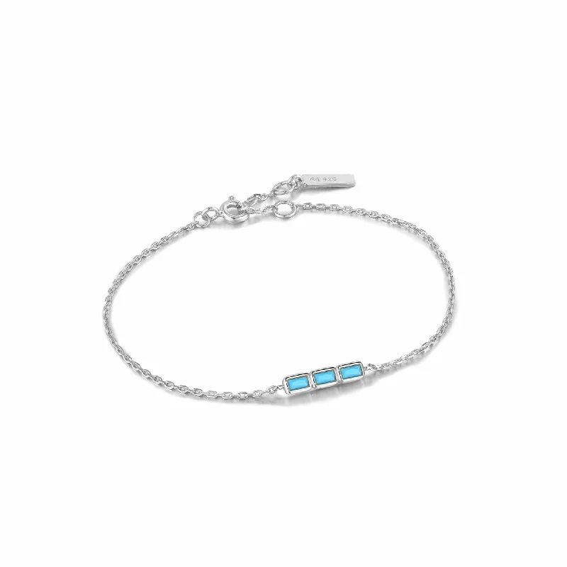 Silver Turquoise Bar Bracelet