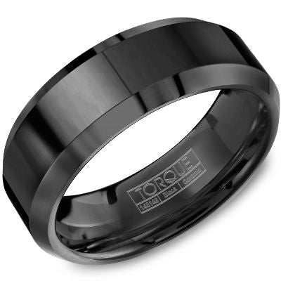 Black Ceramic 8mm Wedding Band Ring