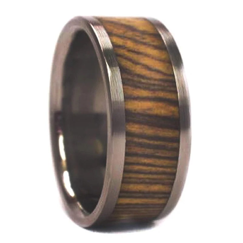 Bocote Wood Inlay 8mm Comfort Fit Titanium Wedding Band, Size 11