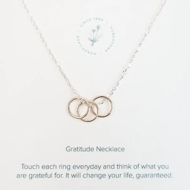 Gratitude Necklace with Gold Filled Rings