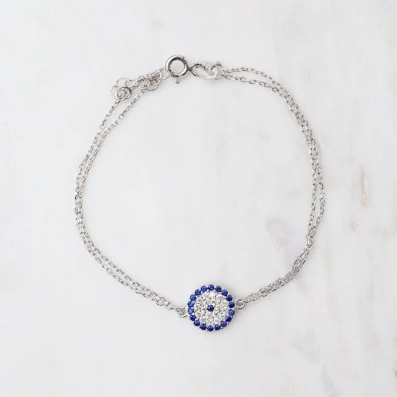 CZ Evil Eye Bracelet - Silver