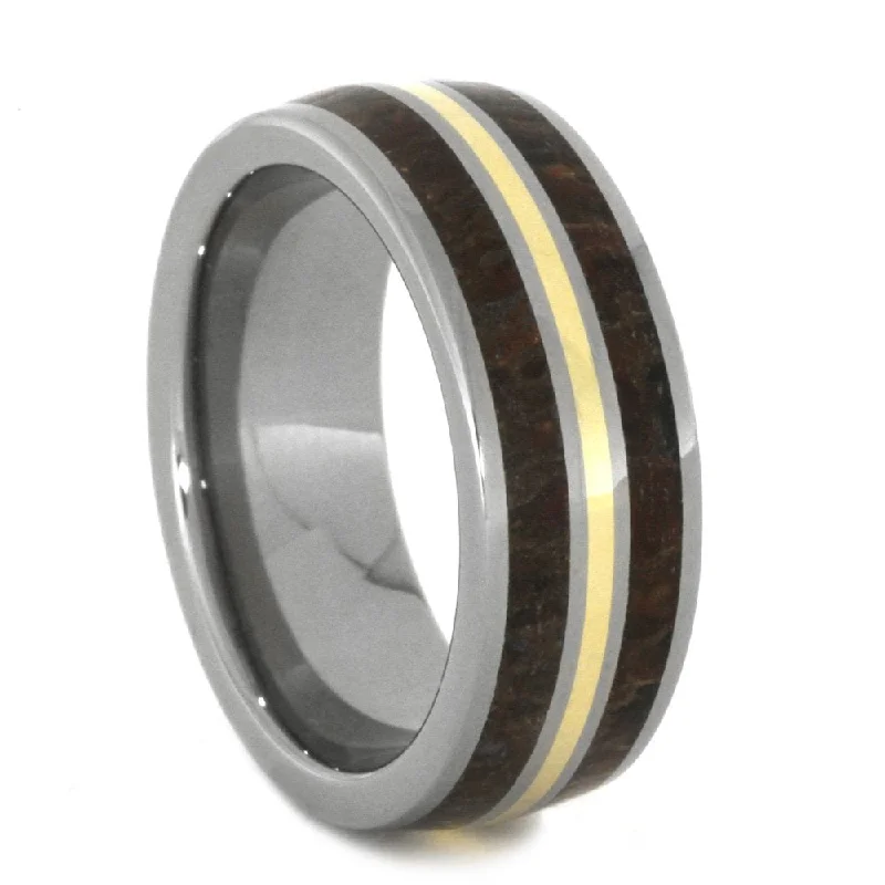 Dinosaur Bone, 14k Yellow Gold 8mm Comfort-Fit Titanium Wedding Band