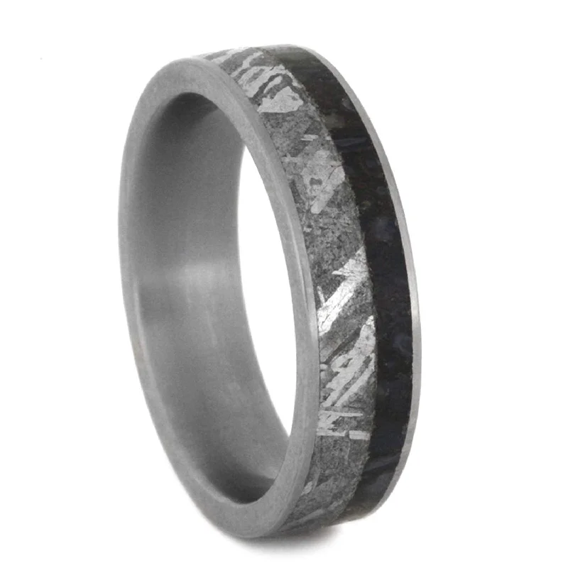 Dinosaur Bone, Gibeon Meteorite 6mm Comfort-Fit Matte Titanium Wedding Band