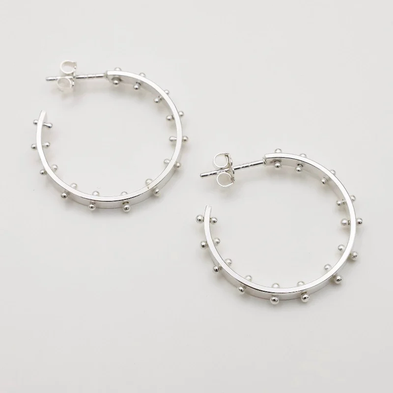 Small Ball Hoops in Polished Silver