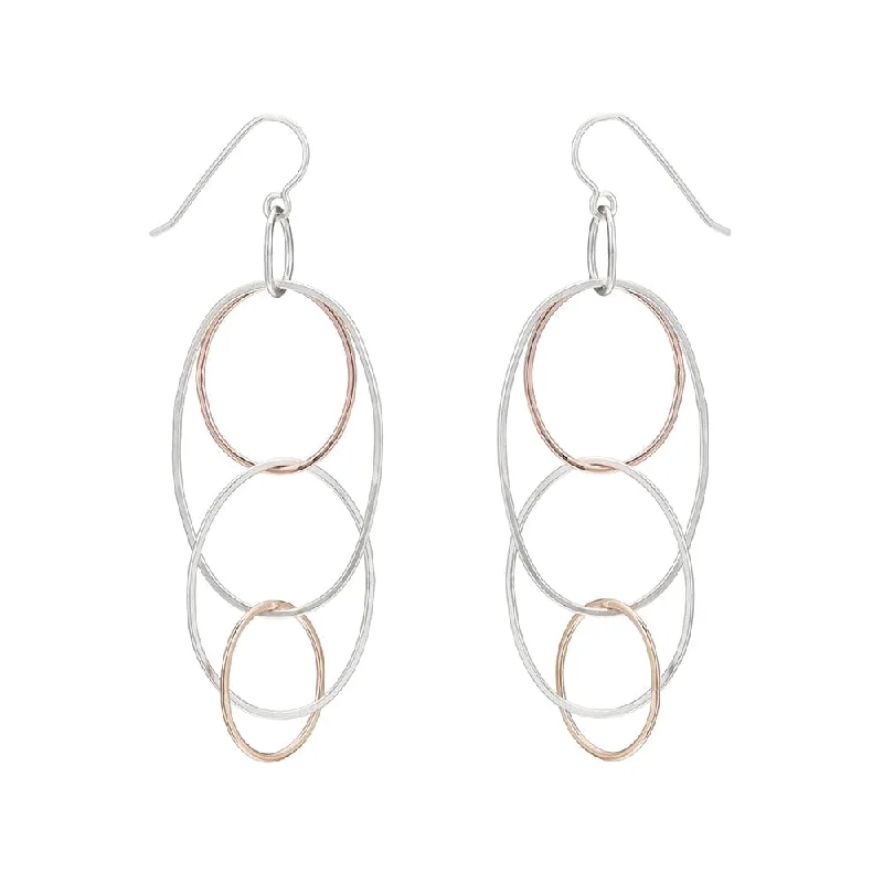 Long Organic Multi Hoop Earrings in Silver, Gold, & Rose Gold