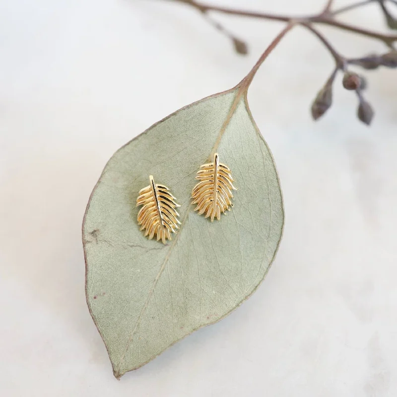 Downy Feather Stud Earring in Gold Vermeil