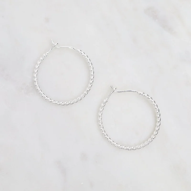 Small Wire Twist Hoop - Sterling Silver