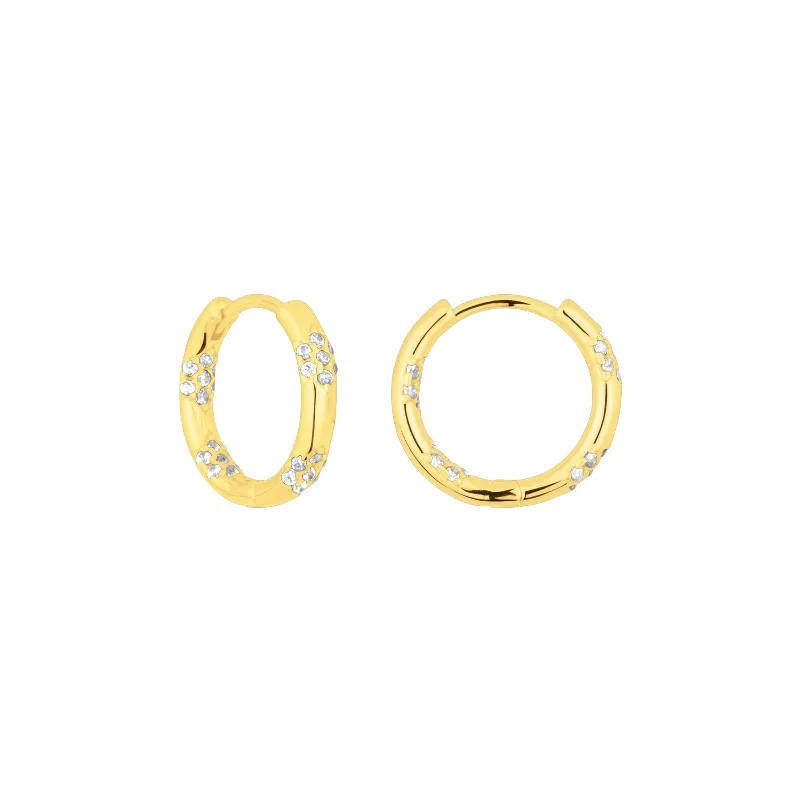 Gold Delia Scattered Pave Huggie Hoops