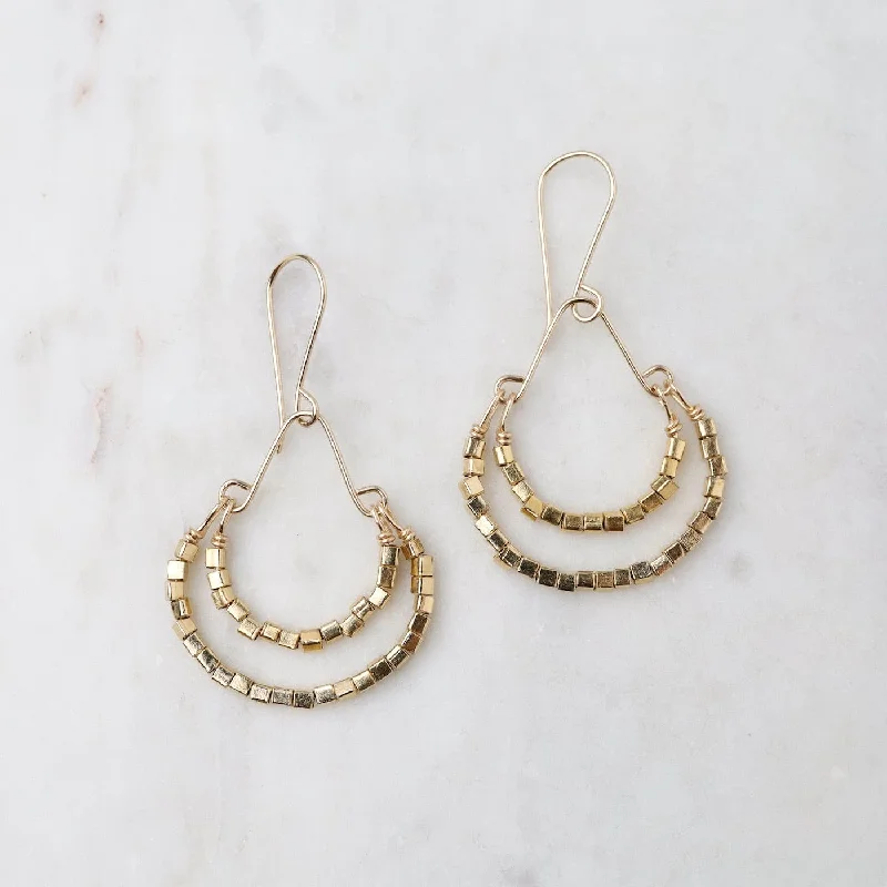 Crescents of Gold Vermeil Cubes Earring