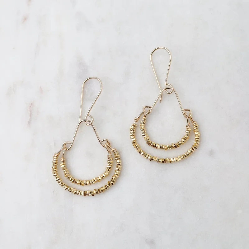 Crescents of Tiny Gold Vermeil Beads Earring