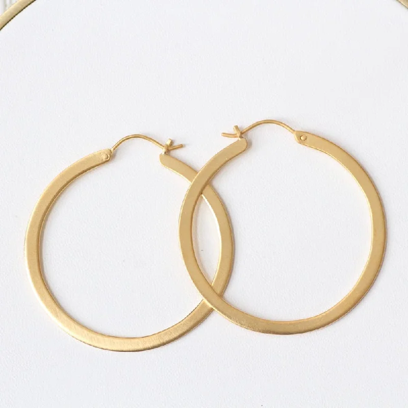 Gold Plated Large Flat Hoop Earrings