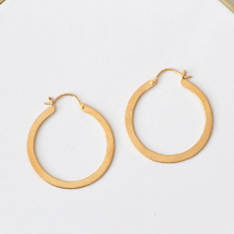 Gold Plated Flat Medium Hoop Earring