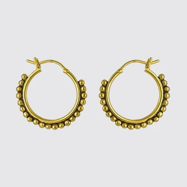 Gold Plated Medium Granulated Hoop Earrings