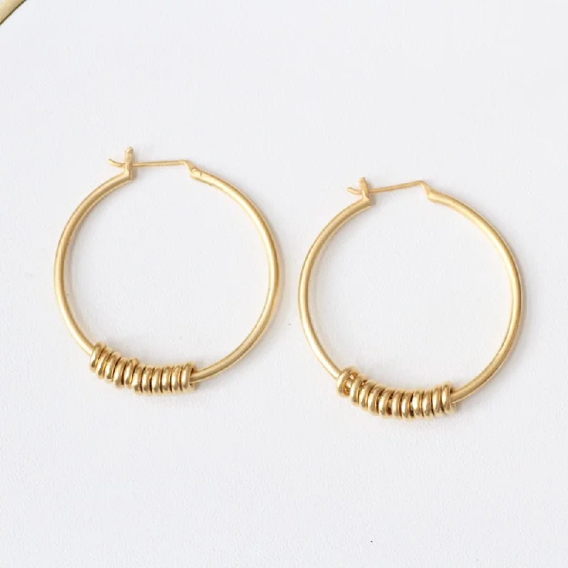 Large Hoop with Moving Rings Earrings